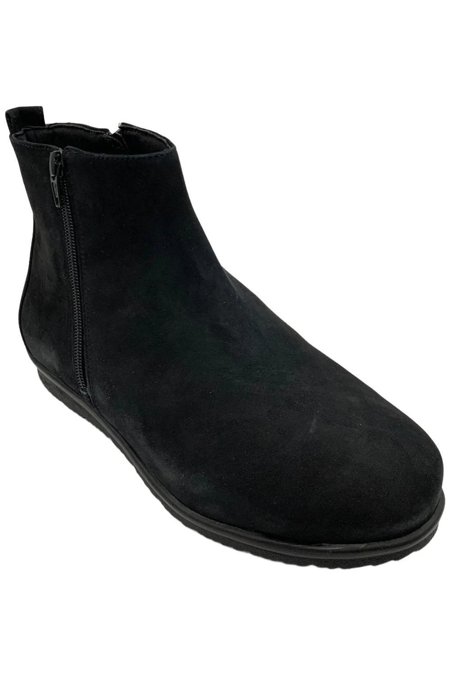 David Tate Women's Caddy Double Zip Ankle Boot Black/Black - Extra Wide